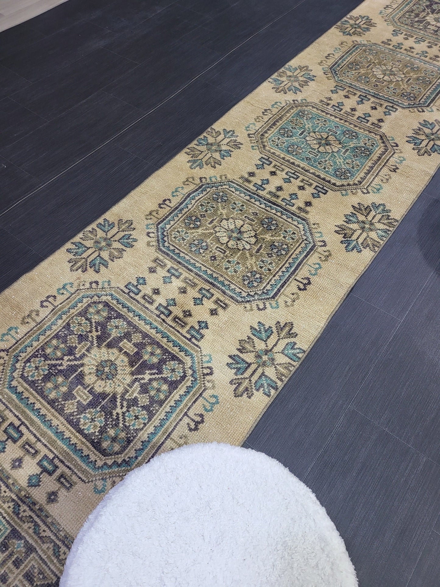 WOOL Oushak Runner Rug, Turkish Runner 2.6 x 11.2 Rug, Vintage Runner Rug ,Hallway Runner Rug, Kitchen Runner Rug Persian Runner Rug