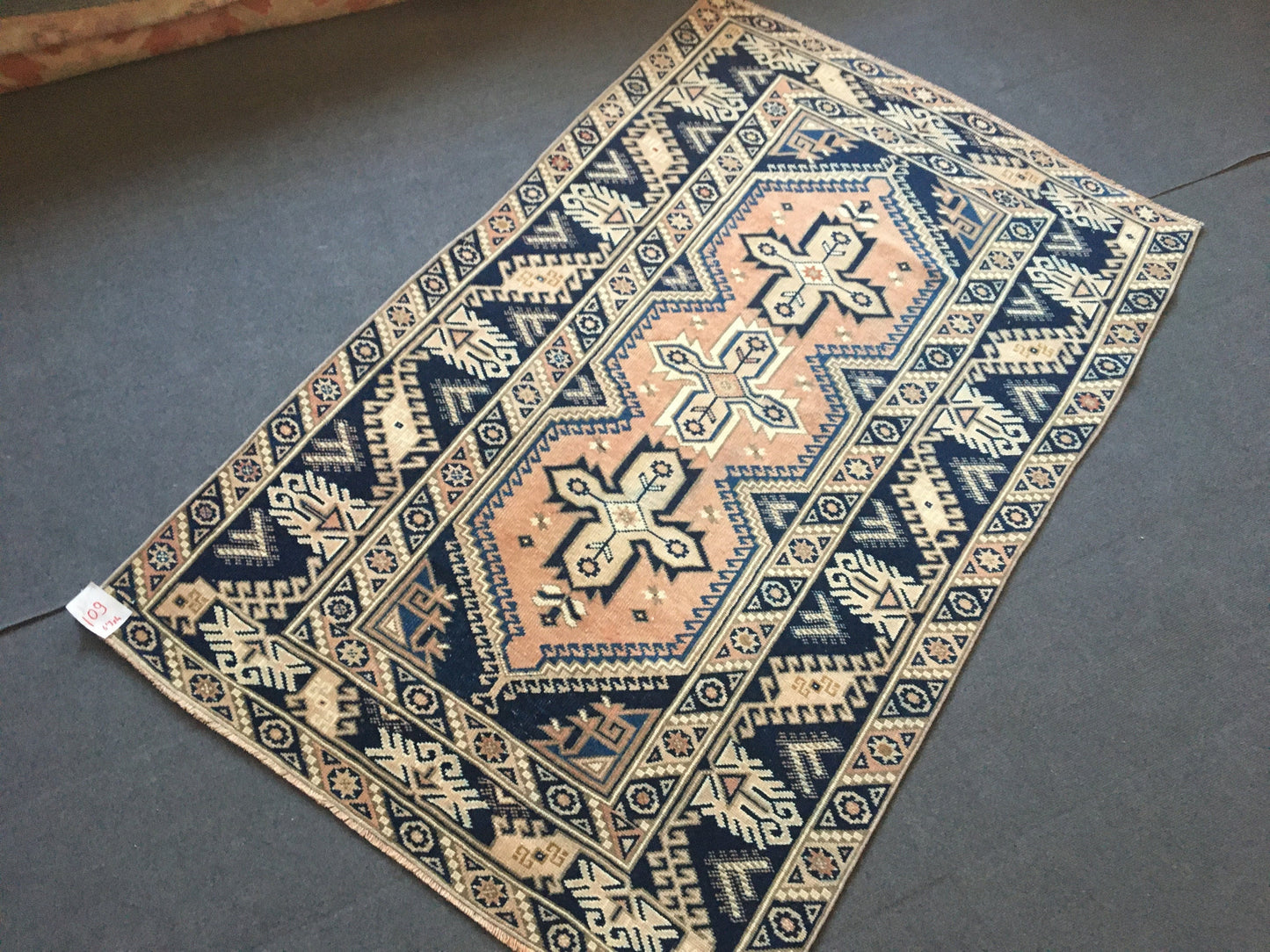 4x6 feet wool blue oushak bathroom floor rug, turkish anatolian large bedroom rug, vintage kitchen area rug, wide dining room rug, muted rug