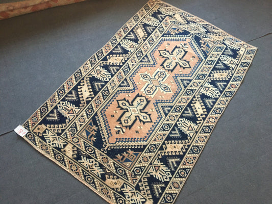 4x6 feet wool blue oushak bathroom floor rug, turkish anatolian large bedroom rug, vintage kitchen area rug, wide dining room rug, muted rug