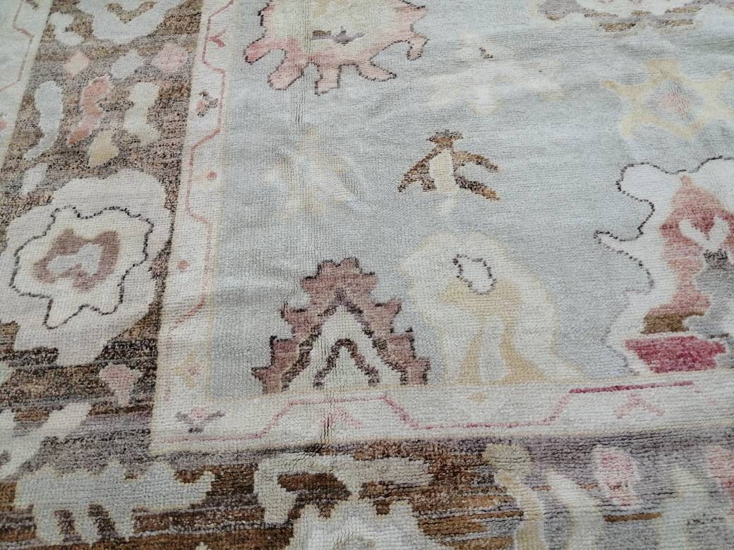 OUSHAK RUG Hand Made 11.3 x 9.2 Oushak Rug Vintage Oushak Rug Vintage Rug Wool Oushak Rug Hand Made Rug Vintage Turkish Rug