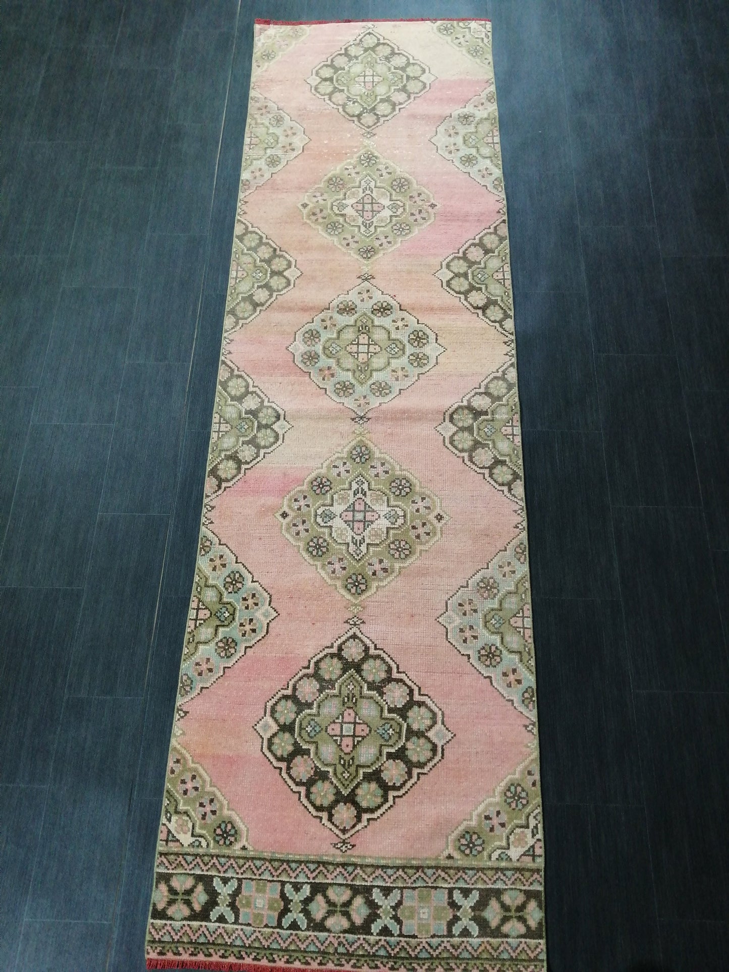 Vintage Oushak 10.2 x 2.9  Runner Rug Turkish Runner Rug Vintage Runner Rug Hallway Runner Rug Kitchen Runner Rug Wool Runner