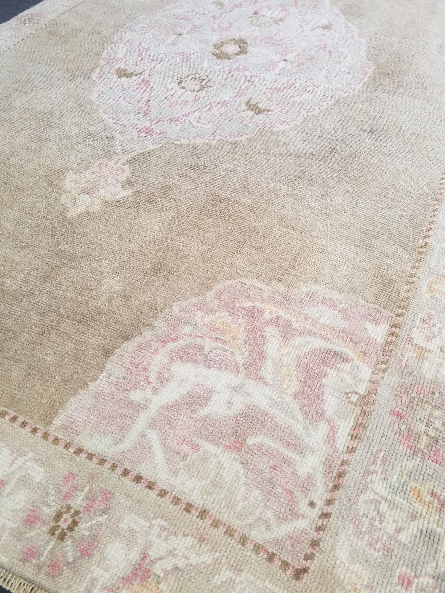 4.6x7.6 feet neatural oushak area rug, pastel living room oversize floor rug, handmade turkish hallway rug, lounge largest brown muted rugs