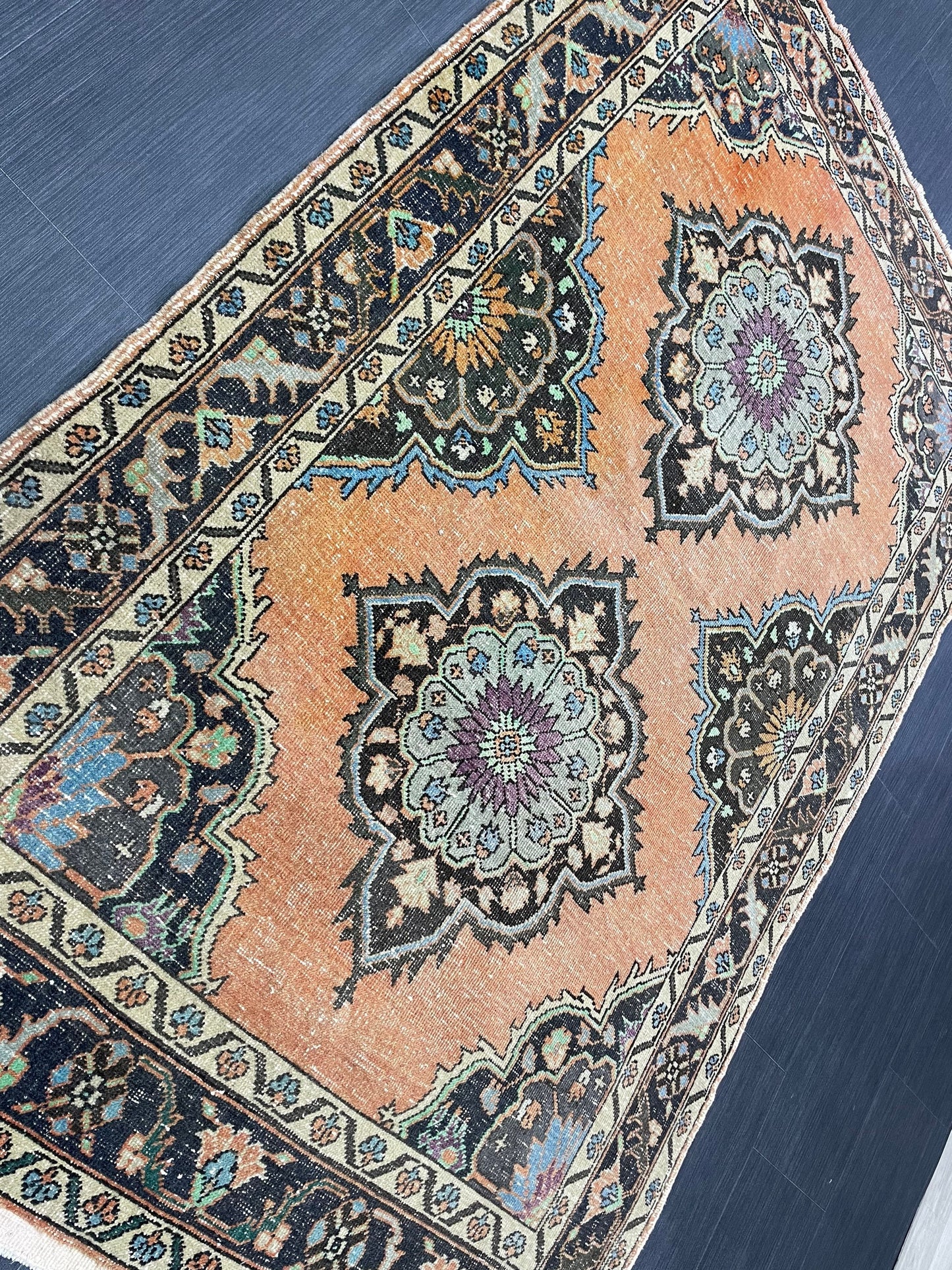 Vintage Turkish Rug 4.2 x 6.5 Handmade Wool Rug Muted Vintage Oushak Rug Wool Oriental Rug Hand Made Rug Vintage Rug Muted Persian Wool Rug