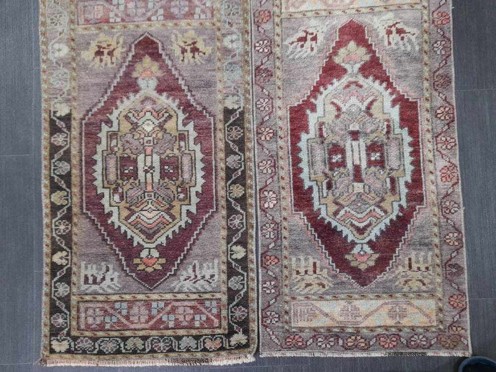 Coordinating Small Rug Turkish Rug Mini Twin Small Area Rug 1.6 x 3 Turkish Oushak Rug Persian Hand Made Rug Matching Oriental Vintage Rug