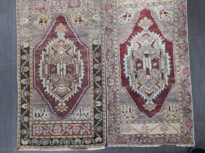Coordinating Small Rug Turkish Rug Mini Twin Small Area Rug 1.6 x 3 Turkish Oushak Rug Persian Hand Made Rug Matching Oriental Vintage Rug