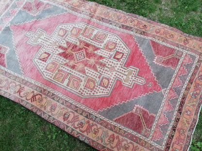 Vintage rug 4x7'5 oushak rug, kitchen rug, bohemian rug ,floor rug, handmade wool rug