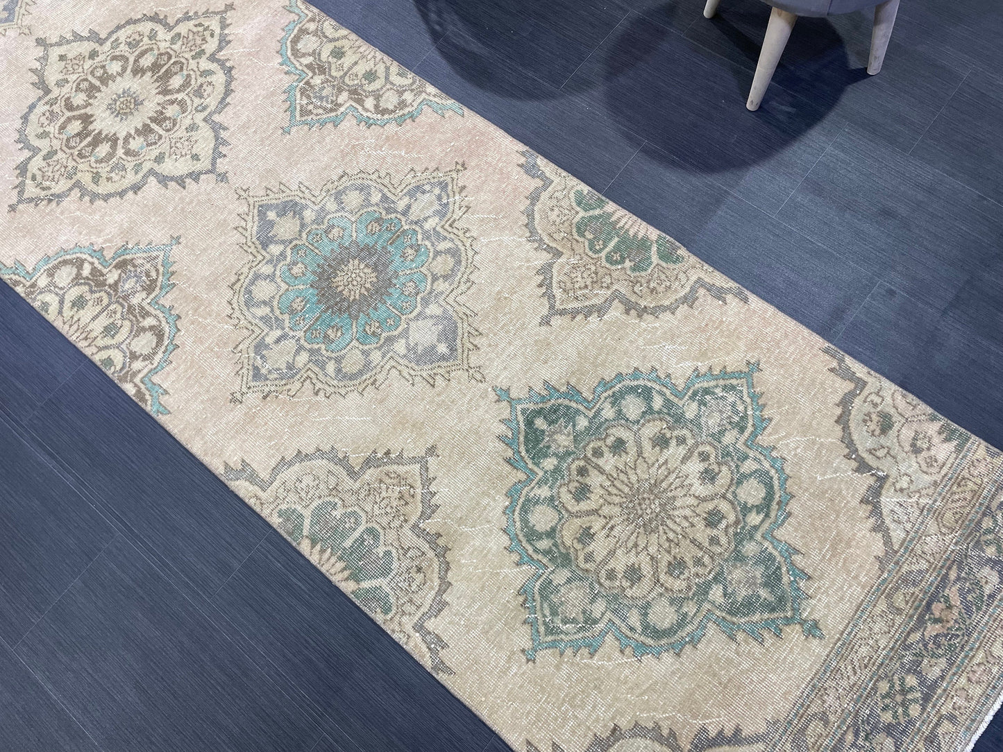 Distressed VINTAGE Rugs, Handmade Runner Rug, Oushak 2.9 x 12.2 Rug, Rustic Runner Rug, Antique Rug, Turkish Rug, Farmhouse Rug, Wool rug