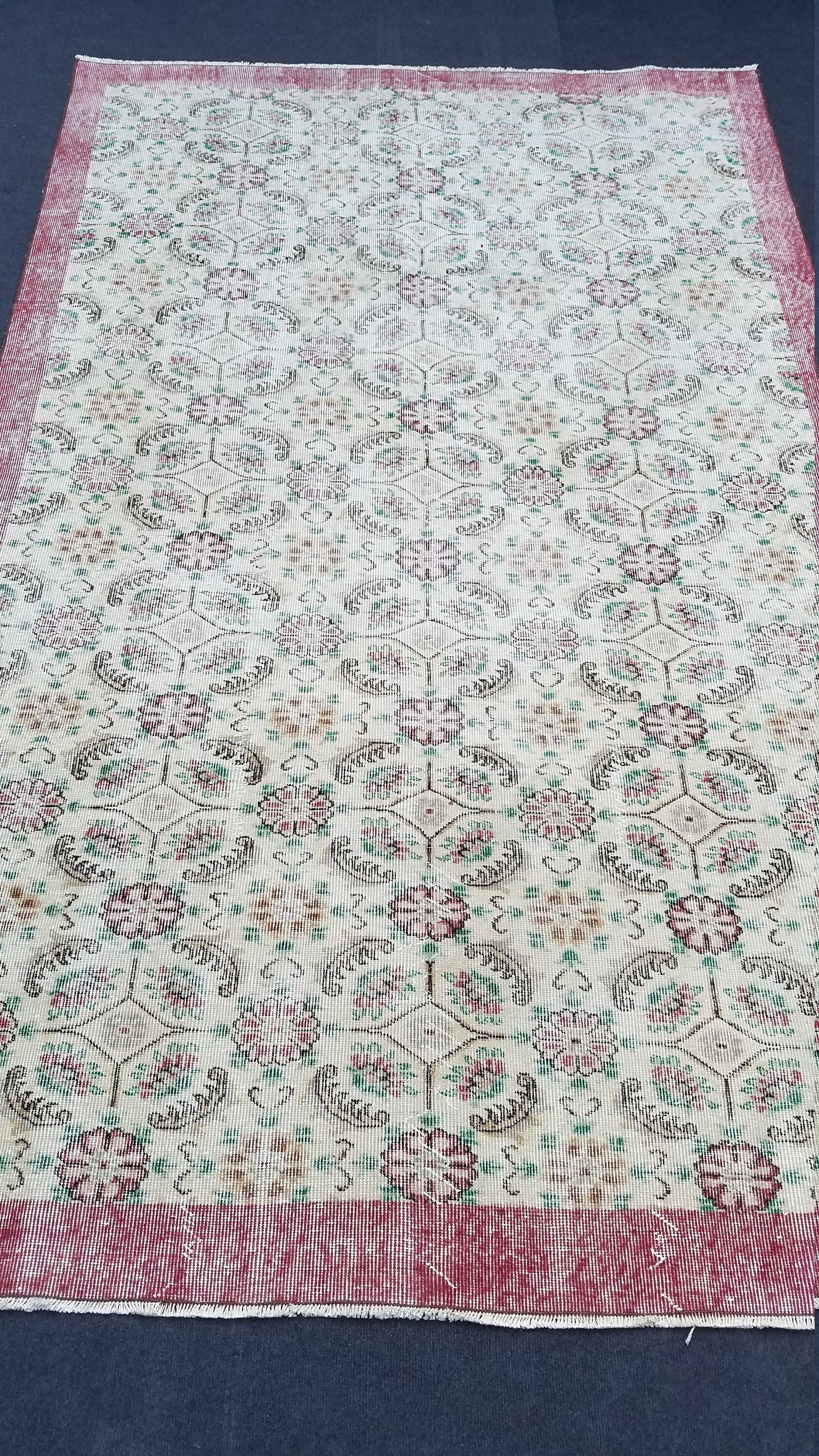Oushak turkish rug, vintage rug, vintage oushak rug, vintage anatolian rug,kitchen runner rug unique hand made rug,bohemian rug 9'x5'6