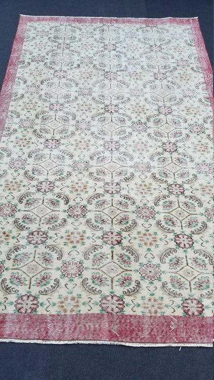 Oushak turkish rug, vintage rug, vintage oushak rug, vintage anatolian rug,kitchen runner rug unique hand made rug,bohemian rug 9'x5'6
