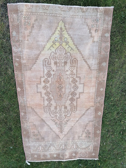 3'4x6'2 vintage anatolian rug, turkish rug, oushak vintage wool rug