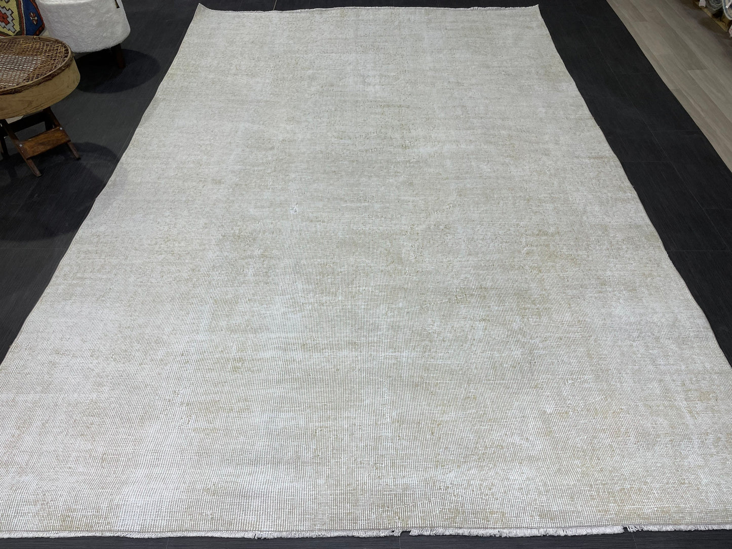 Neutral RUG, TURKISH Rug 6.4 x 9.4, Vintage Rug, Natural Wool Oushak Rug, Handmade Persian Rugs Vintage Plain Rug Neutral Oriental