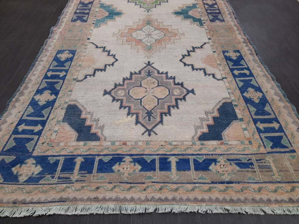 Muted Vintage Runner Rug 5 x 10.4 Turkish Runner Rug Handmade Runner Rug Hallway Runner Kitchen Runner Rug Wool Runner Rug Oriental Runner