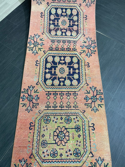 Staircase Runner Rug 2.5 x 21.5 Extra Long Wool TURKISH Runner Rug Vintage Runner Rug Oriental Runner Rug Wool Runner Hand Knotted Runner