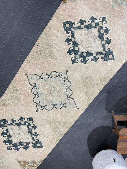 Oushak Runner Rug Turkish 2.7 x 13 Runner Rug Vintage Runner Rug Hallway Runner Rug Kitchen Runner Rug Wool Runner Rug Handmade Rug