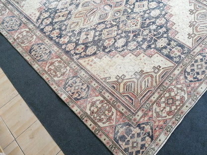 9'7x7  blue oushak rug,vintage runner rug wool hand made rugs vintage blue rug