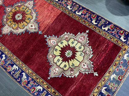 Wool Rug, TURKISH Handmade 4.5 x 9.6 Rug, Vintage Turkish Rugs, Anatolian Oushak Rug, Turkish Oushak Rug, Vintage Oushak Rug, Hand Knotted