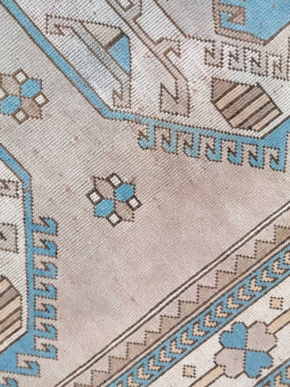 7x10'8 large area oushak rug, living room hand made rugs vintage blue turkish wool rug