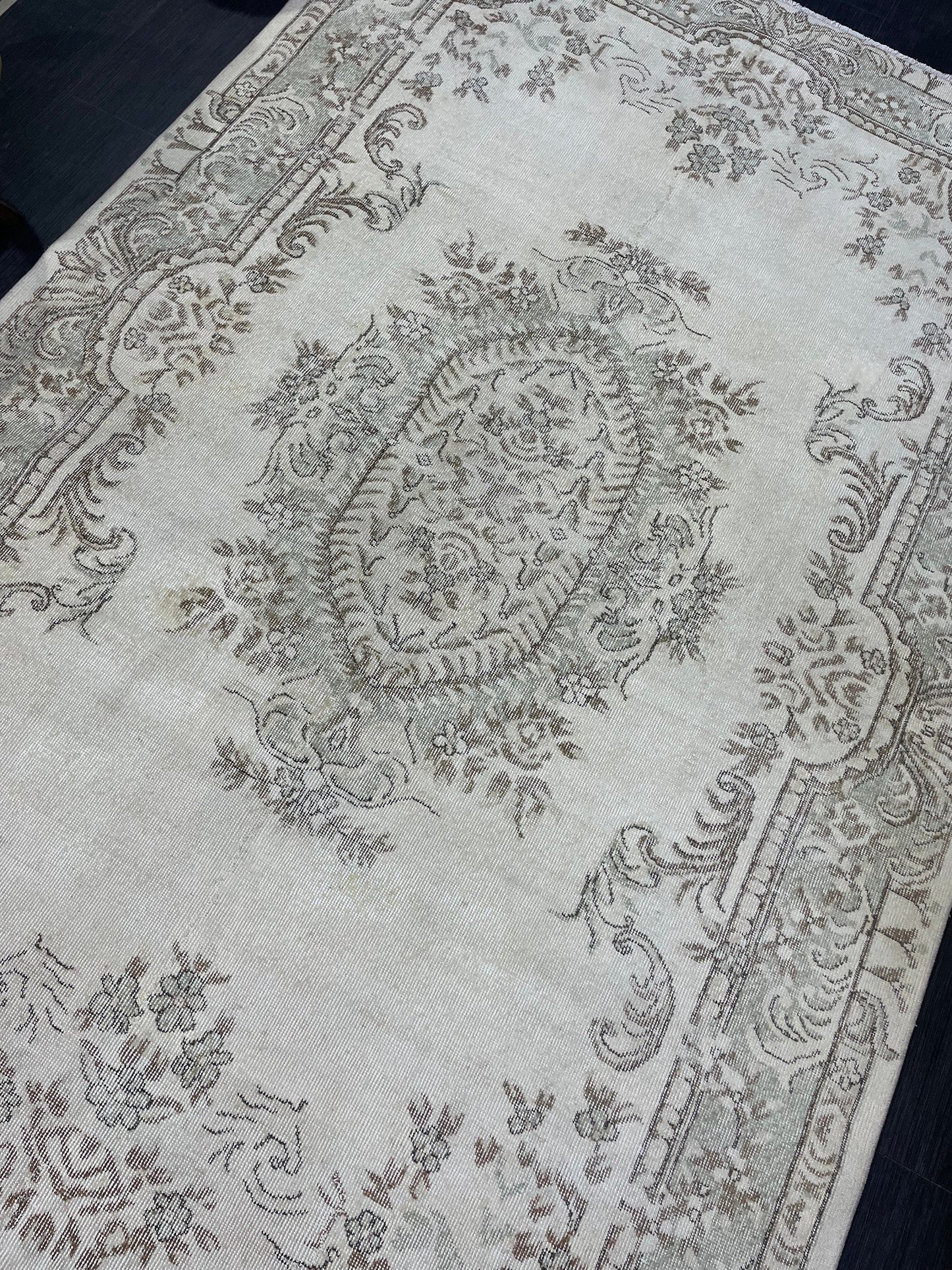 Large Area OUSHAK RUG, TURKISH 6.4 x 10 Rug, Muted Vintage  Rug, Handmade Rug, Antique Hand Knotted Rug, Persian Rug, Muted Oriental rug