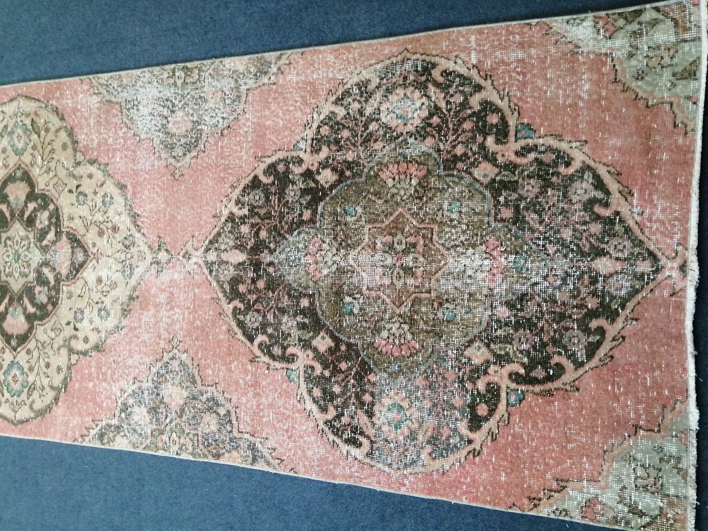 11 x 3.4  OUSHAK RUG TURKISH Oushak Rug Vintage Muted Oushak Runner Rug Faded Vintage  Rug Wool Oushak Rug Hand Made Rugs  Turkish Rug