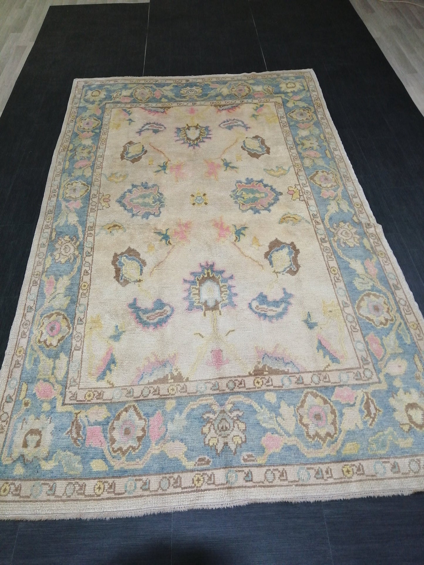 Muted OUSHAK RUG, TURKISH Oushak 6 x 10.3 rug Vintage 6x10 Rug Wool Vintage Turkish Rug Hand Made Rugs, Made In Turkey Hand craft Rug