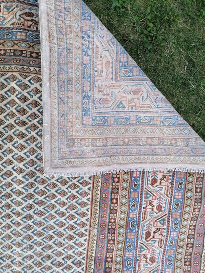 7'2x10'6 persian wool rug, vintage wool rug, oushak hand made rug, bohemian rug, living room rug