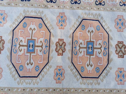 Oushak wool rug, vintage blue hand made rug 5'8x7'8 kitchen rug, living room rug, vintage anatolian rug,unique hand made rug