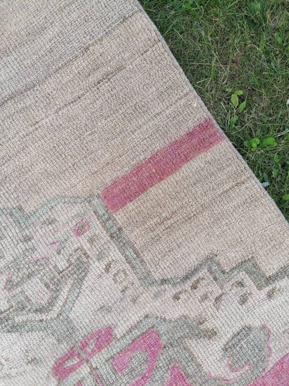 Oushak runner rug, vintage oushak runner 2'7x11 natural hand made wool runner, hallway runner, kitchen runner