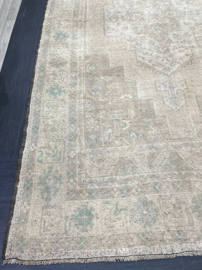 Muted Turkish RUG Oushak 7.4 x 13.5 Rug Vintage Oriental Rug Vintage Persian Rug Wool Hand Knotted Rug Handmade Rug Vintage Turkish Rug