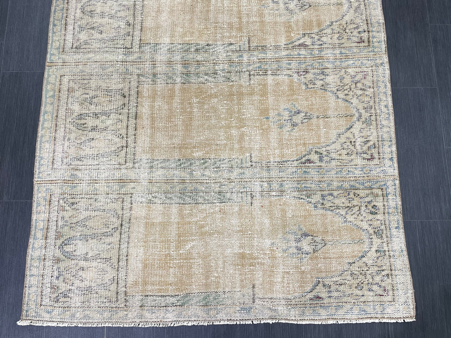 Oriental RUG TURKISH Rug 4.3 x 7.6 Vintage Oushak Rug Vintage Persian Rug Wool Meditation Rug Handmade Rugs Vintage Prayer Rug
