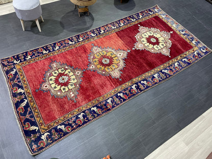 Wool Rug, TURKISH Handmade 4.5 x 9.6 Rug, Vintage Turkish Rugs, Anatolian Oushak Rug, Turkish Oushak Rug, Vintage Oushak Rug, Hand Knotted