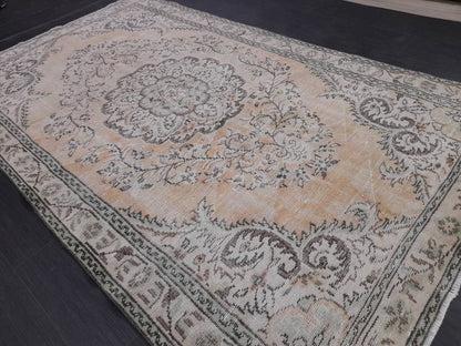 Vintage Turkish Rug 5.5 x 9 Vintage Rug Hand Made Oushak Rug Farmhouse Rug Wool Pile Rug Rustic Rug Wool Bohemian Rug Vintage Turkish Rugs,