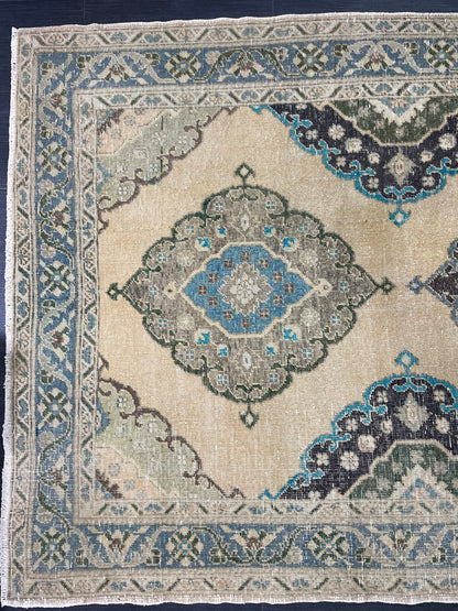 Vintage Hand Knotted Rug Vintage 4.8 x 13.8 Runner Oushak Runner Rug Turkish Runner Rug Vintage Runner Rug Star Kitchen Runner Natural Wool