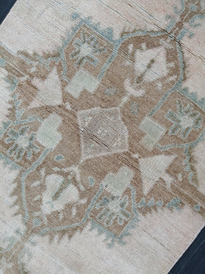Muted Vintage Runner Rug 2.7 x 10.4 Turkish Runner Rug Vintage Runner Rug Hallway Runner Rug Kitchen Runner Rug Wool Runner Wool Oushak Rug