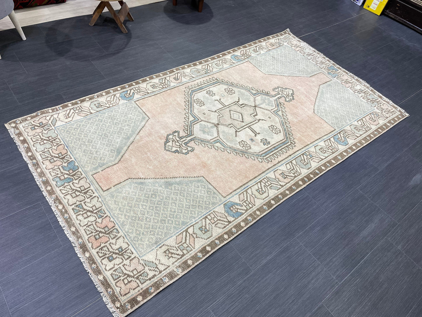 Handmade Rug, Hand Knotted 3.8 x 7 Rug, Oushak Rug, Rustic Rug, Bohemian Rug, Turkish Rug, Antique Rug, Vintage Rug, Wool rug