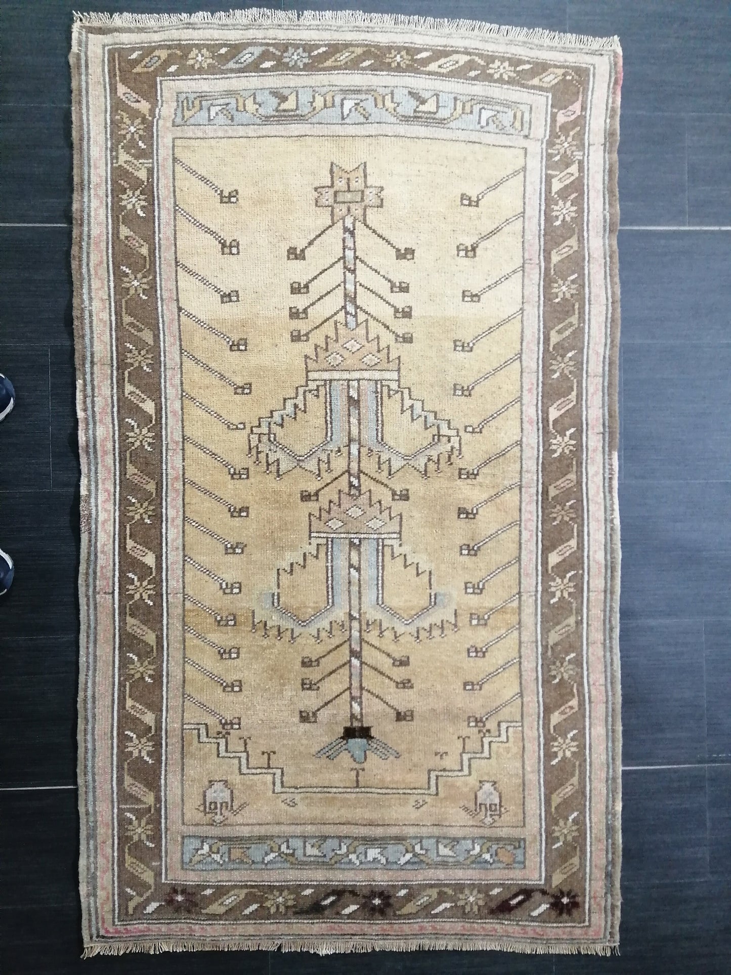 5 x 3 OUSHAK RUG Neutral TURKISH Rug Vintage Oushak Neutral Rug Vintage soft Rug Wool Oushak Rug Hand Made Rugs Vintage Turkish Rug 3x5
