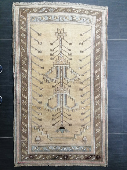 5 x 3 OUSHAK RUG Neutral TURKISH Rug Vintage Oushak Neutral Rug Vintage soft Rug Wool Oushak Rug Hand Made Rugs Vintage Turkish Rug 3x5