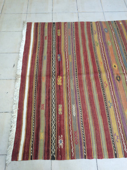 5 x 6 FLAT WOVEN Rugs, Hand Made Flatweave Rug, Oushak Rug, Rustic Rug, Bohemian Rug, Rug Runner, Turkish Rug, Farmhouse Rug, Vintage Rug