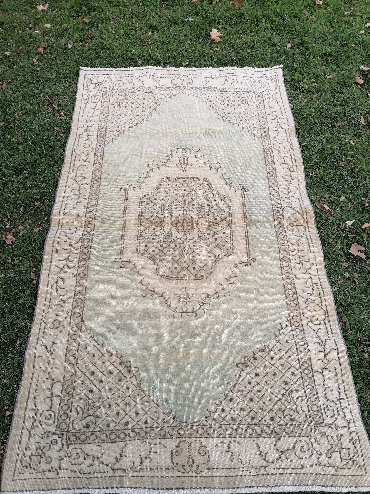 6'8x3'10 muted vintage rug, turkısh rug, oushak turkısh rug, kıtchen rug,wool area rug,kıtchen oushak rug