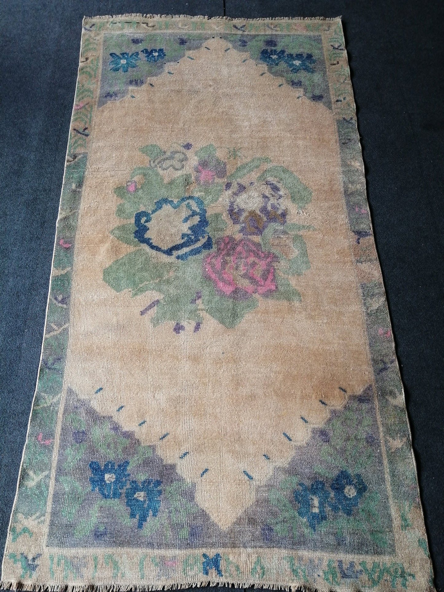 3.5 x 6.7 OUSHAK RUG TURKISH Oushak Rug Vintage Oushak Runner Rug Vintage Runner Rug Wool Oushak Rug Hand Made Rugs Vintage Turkish Rug 4x7