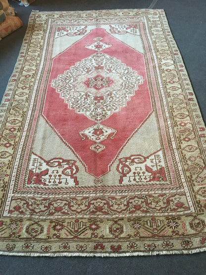 5x8 feet oversize turkish muted anatolian rug, handmade wool largest living room area rug, vintage big size red dining kitchen antique rugs