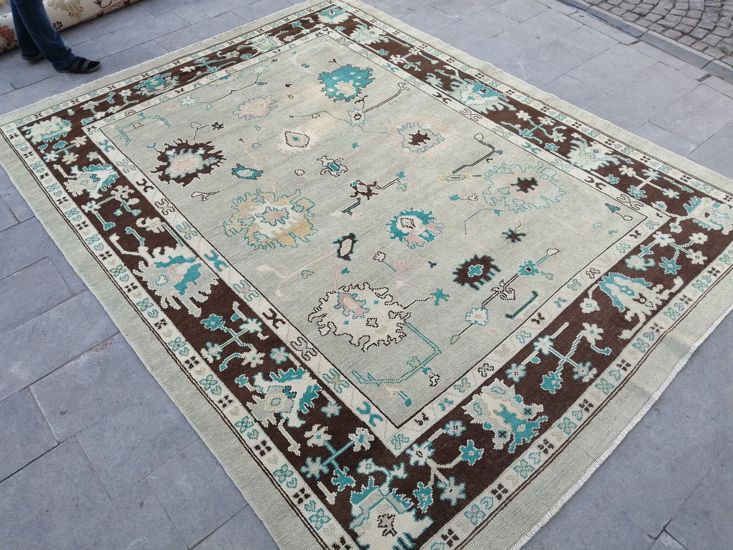 11.4 X 8.9 OUSHAK RUG, TURKISH Oushak Rug, Vintage Oushak  Rug, Rug,Wool 9x11 Oushak Rug Hand Made Rugs, Made In Turkey Oushak Rug 9x12 8x11