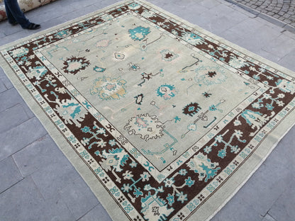 11.4 X 8.9 OUSHAK RUG, TURKISH Oushak Rug, Vintage Oushak  Rug, Rug,Wool 9x11 Oushak Rug Hand Made Rugs, Made In Turkey Oushak Rug 9x12 8x11