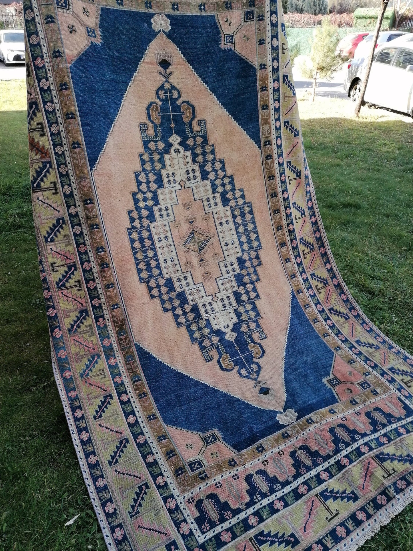 Turkish rug, bohemian rug, vintage rug, turkish oushak rug 10'7x5'9 ft