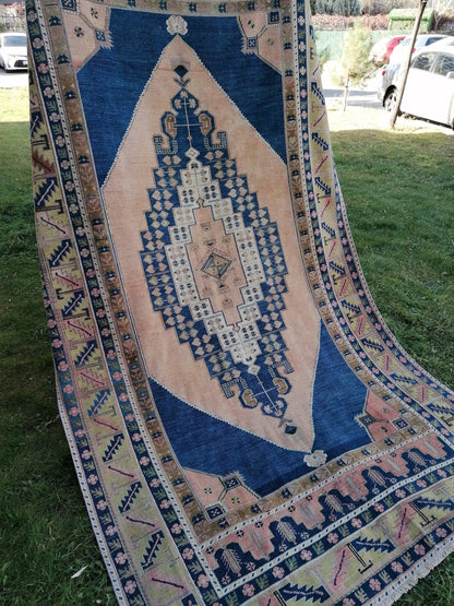 Turkish rug, bohemian rug, vintage rug, turkish oushak rug 10'7x5'9 ft