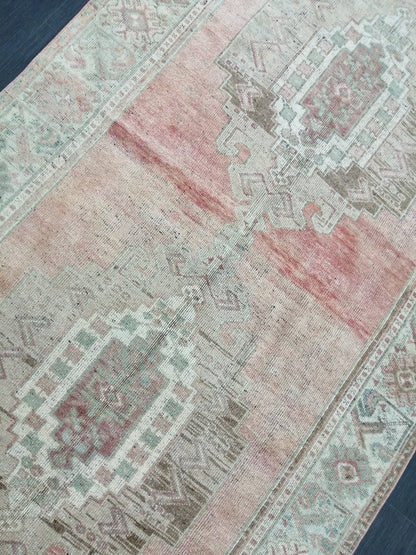 Muted Oushak Runner 4.8 x 10.5 Turkish Runner Rug Vintage Runner Rug Hallway Runner Rug Kitchen Runner Rug Wool Runner Rug Wool Oushak Rug