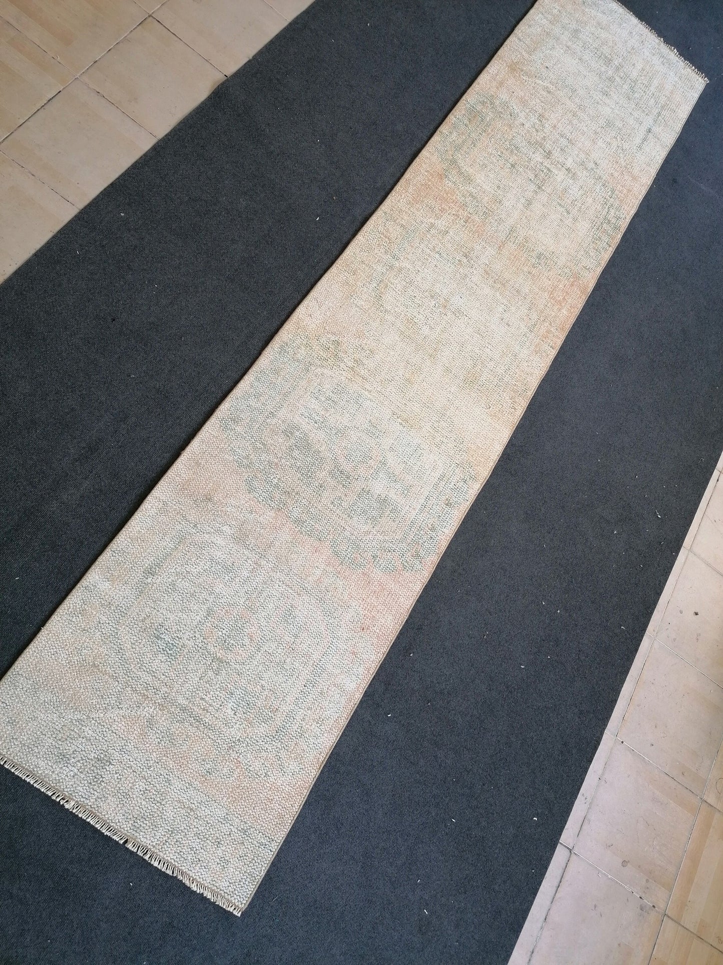 11x2'5  distressed runner rug turkish runner rug muted vintage runner rug faded hallway runner rug kitchen runner rug wool runner rug