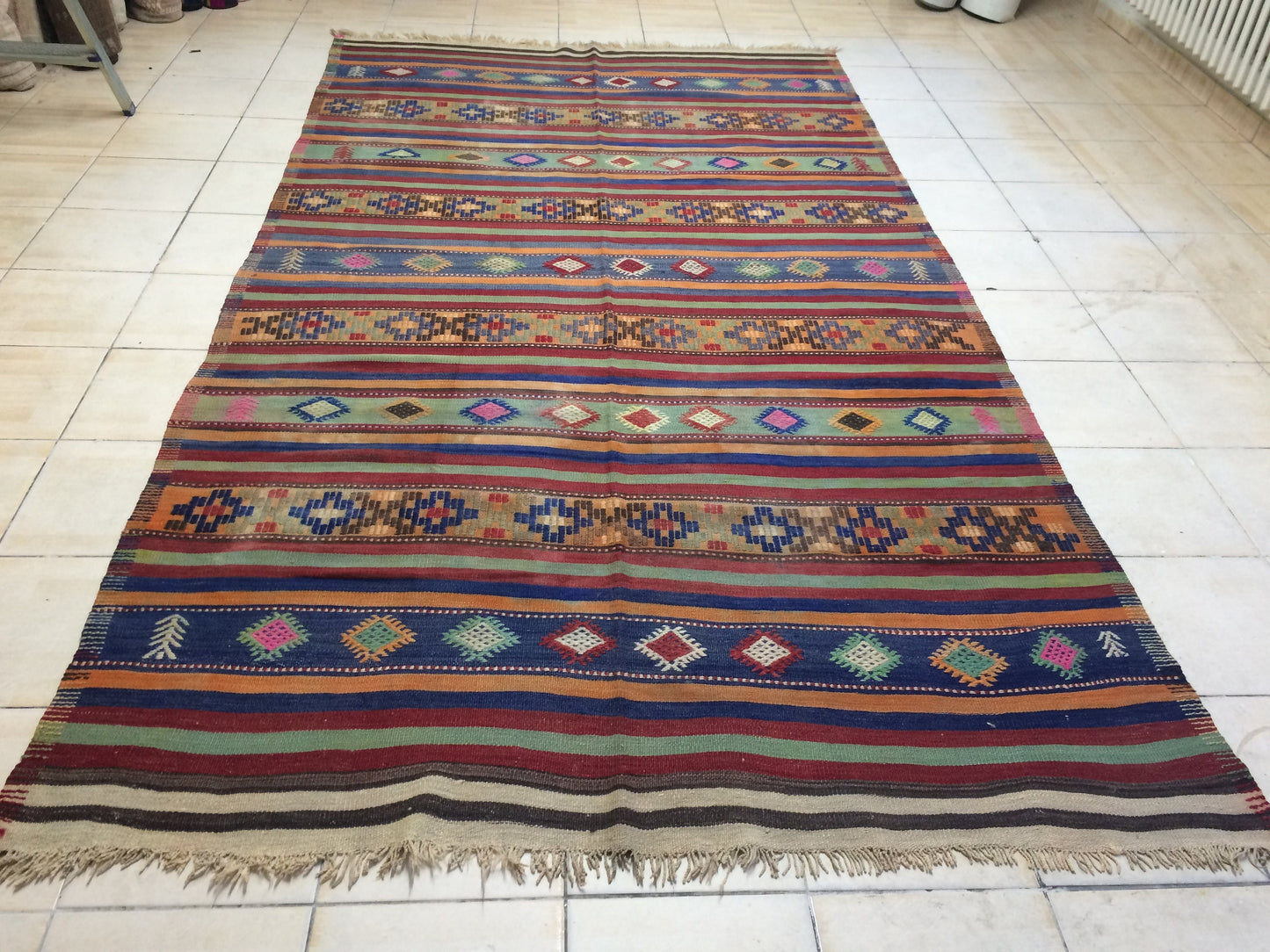 6 x 11 Flat Weave OUSHAK RUG TURKISH Oushak Rug Flatweave Oushak Runner Rug Vintage Runner Rug Wool Oushak Rug Hand Made Rugs Vintage Rug