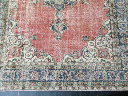 Vintage rug, Persian  Rug, Antique 7 x 10. 3ft. Rug, turkish Rug, Pink Oushak  rug, Ethnic Rug, Traditional Rug, wool Rug,Handmade Rug