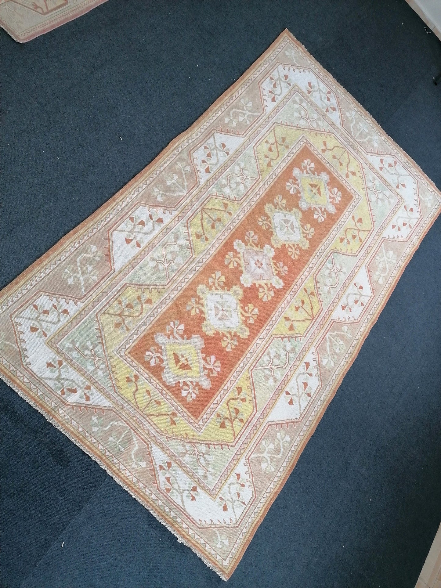 Turkish rug 9'x5' vintage turkish rug,  oushak vintage rug, kitchen rug, vintage anatolian rug,unique hand made bohemian rug