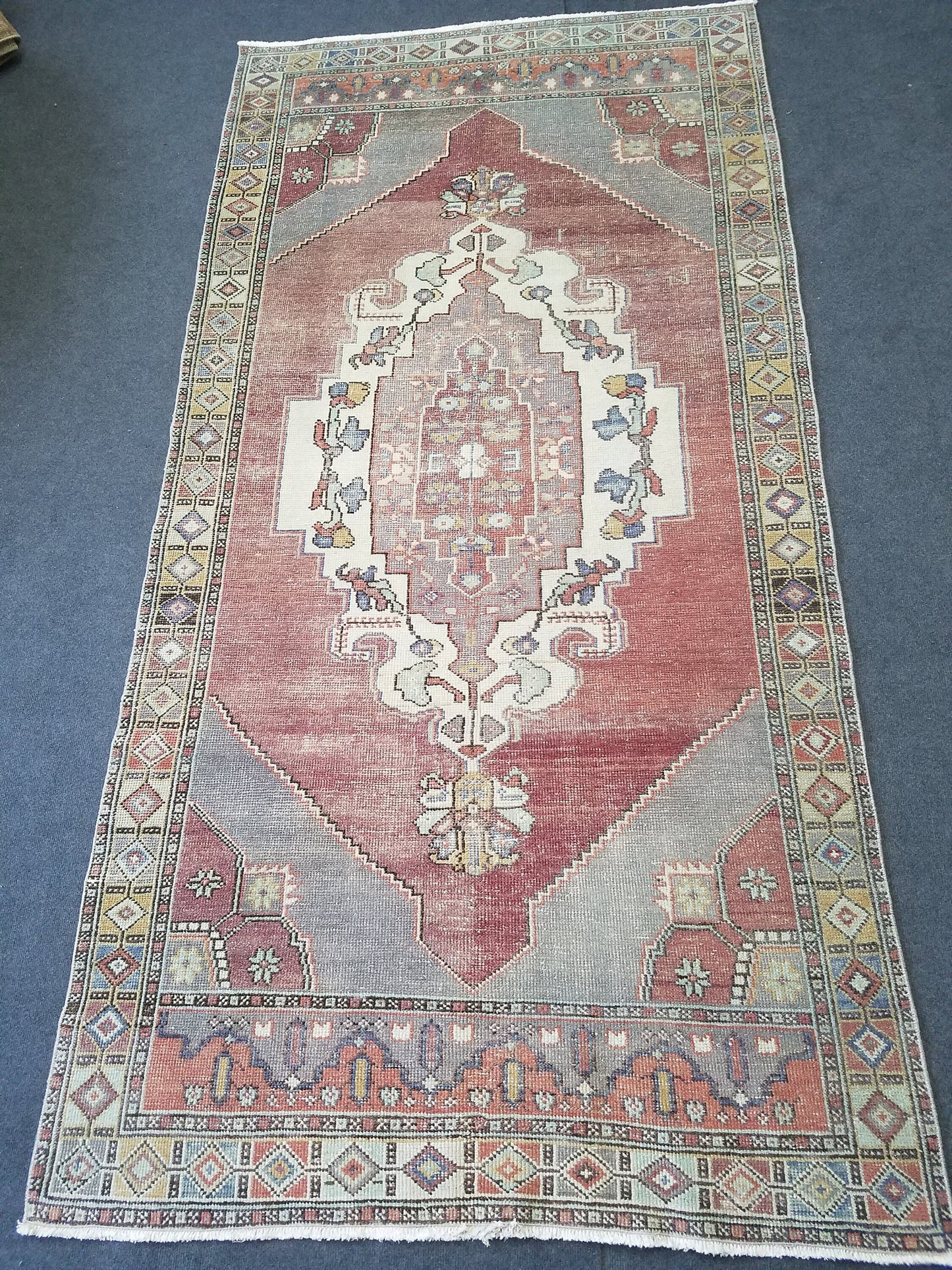 4.5 x 8.6 Turkish oushak rug, vintage rug, wool kitchen rug, Hand Knotted rug,